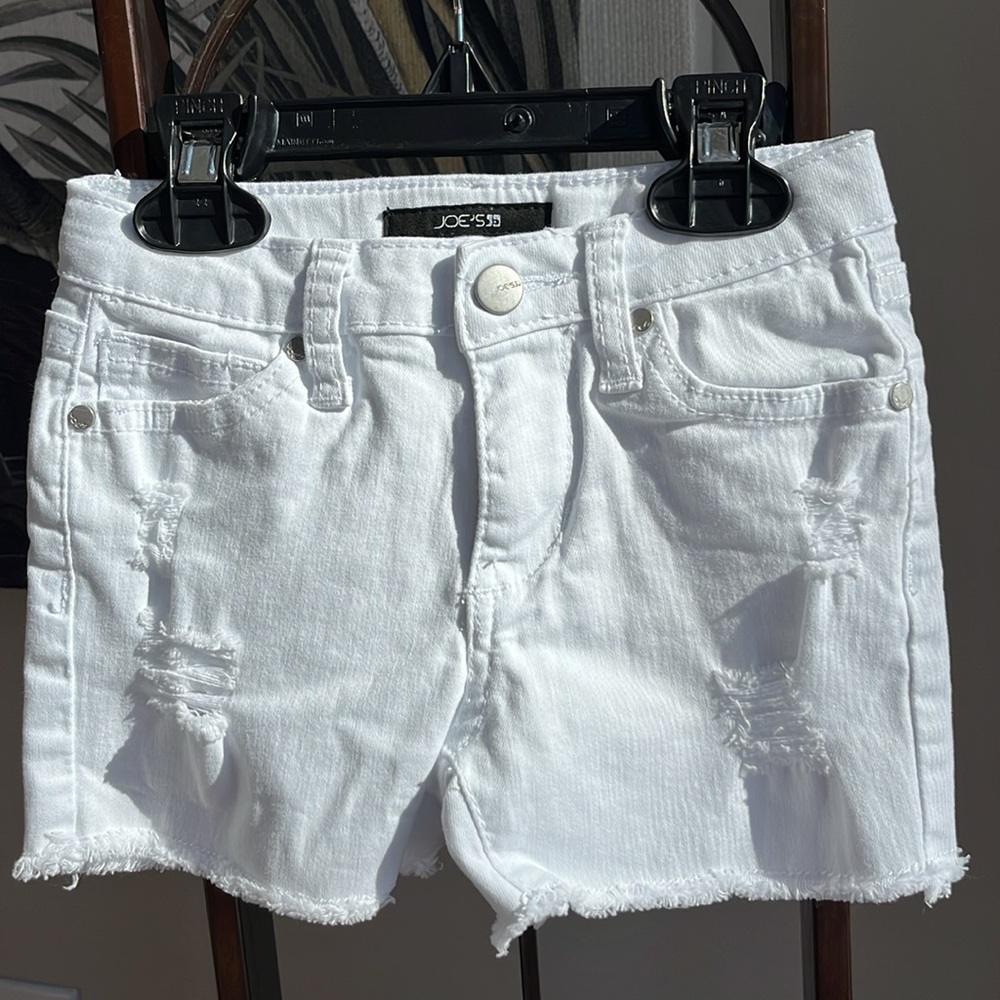 Joe’s Jean White Shorts Markie Distressed Adjustable‎ Waist Stretch Zipper
